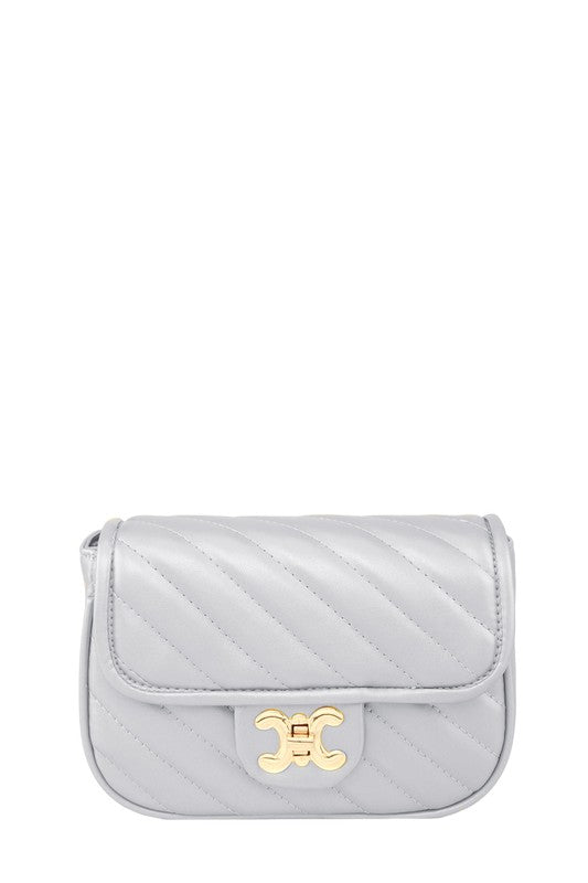 Chevron Quilted Square X Buckle Bag