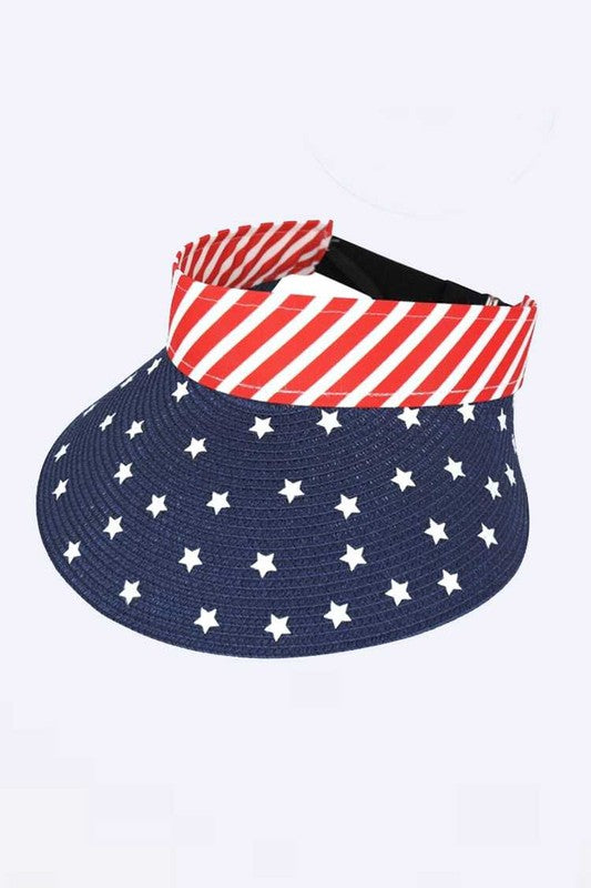 American Flag Printed Straw Visor