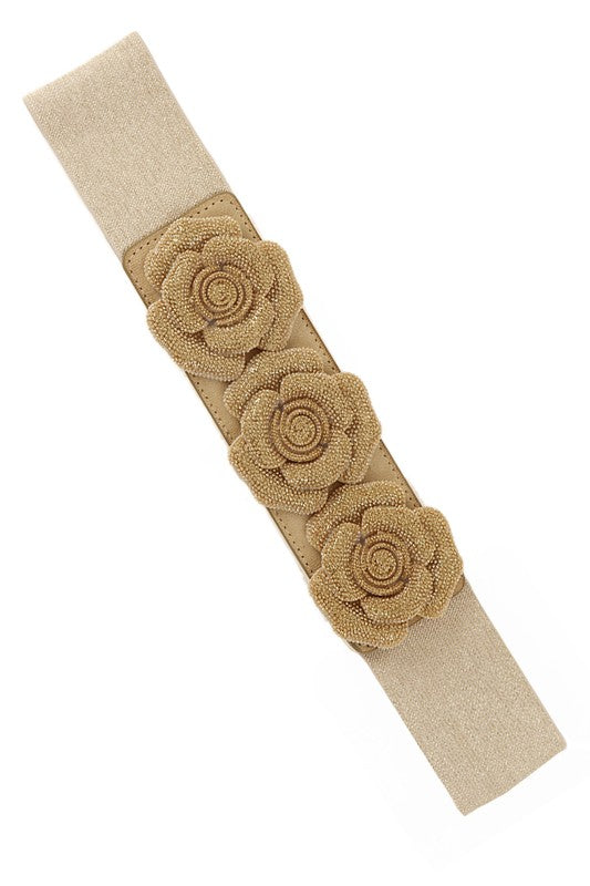 Flower Buckle Elastic Straw Belt