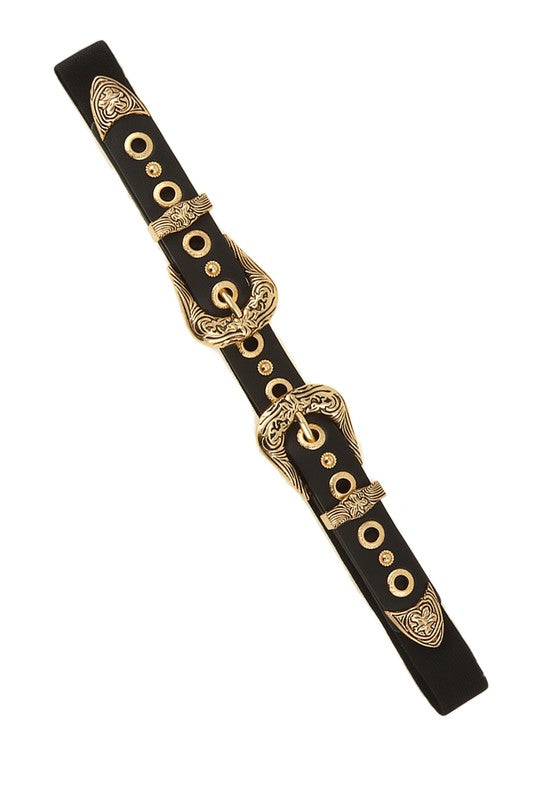 Filigree Western Style Buckle Elastic Belt