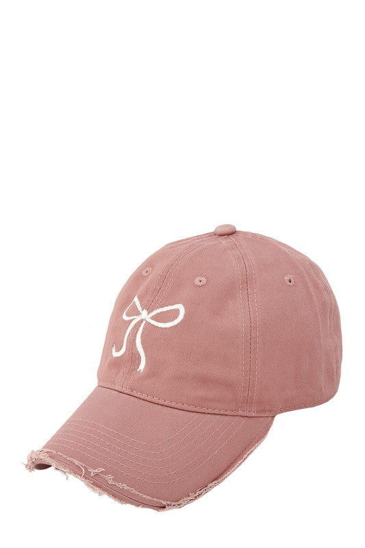 Ribbon Embroidered and Wash Baseball Cap