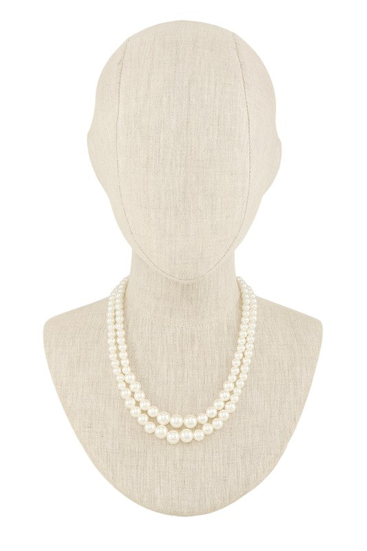 Pearl Beaded Layered Necklace Set