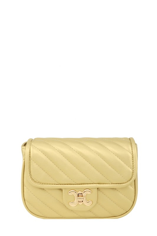 Chevron Quilted Square X Buckle Bag