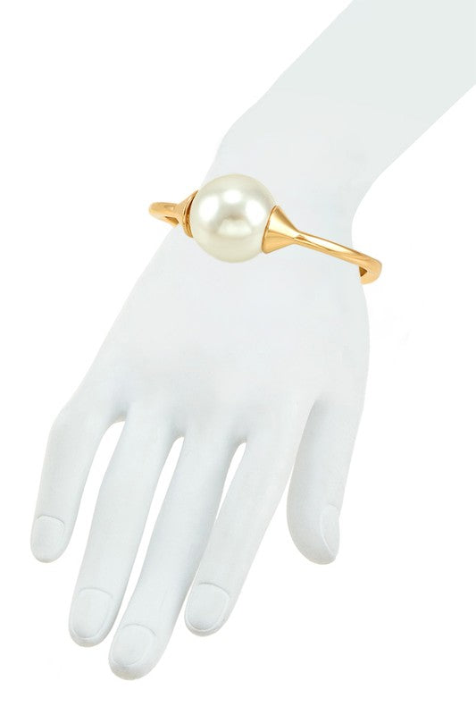 Pearl Ball Accent Hinge Bracelet