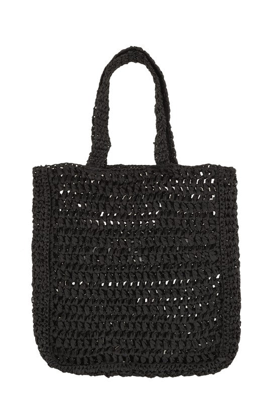 PARIS Embroidery Straw Tote Bag