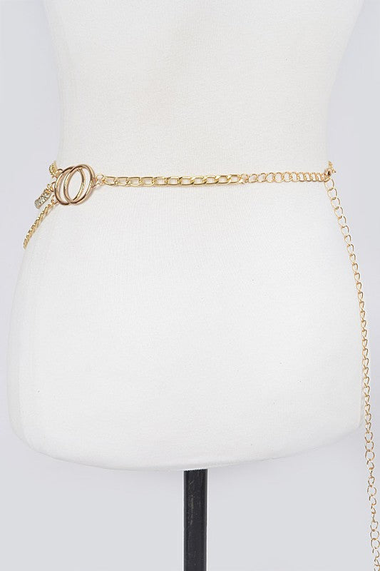 Iconic Rhinestone Mix Layered Chain Belt