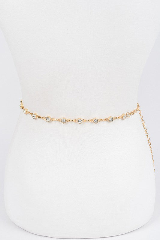 Rhinestone Station Mix Layer Chain Belt