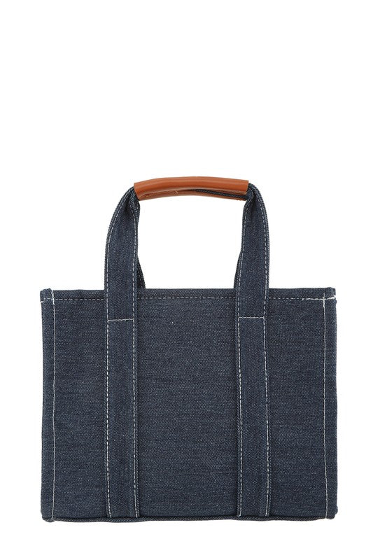 The Medium Denim Crossbody Tote Bag