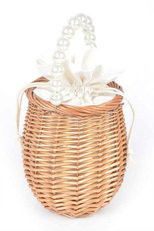 Pearl Handle Iconic Bamboo Bucket Clutch Bag