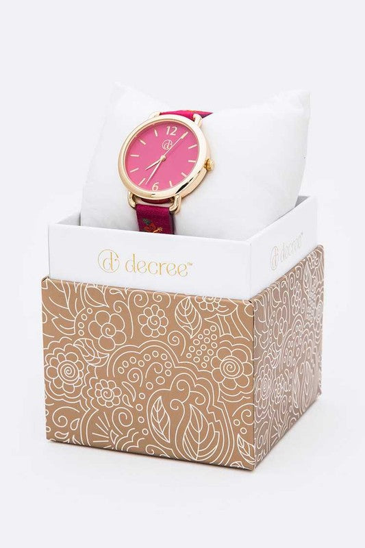 Embroidered Flower Band Fashion Watch Box Set