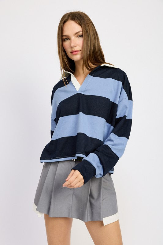 OVERSIZED RUGBY STRIPE POLO