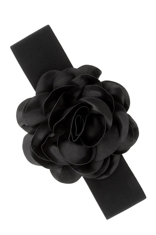 Chiffon Flower Charm Elastic Belt