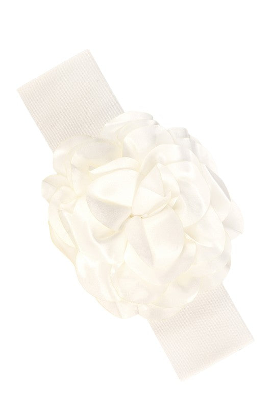 Chiffon Flower Charm Elastic Belt