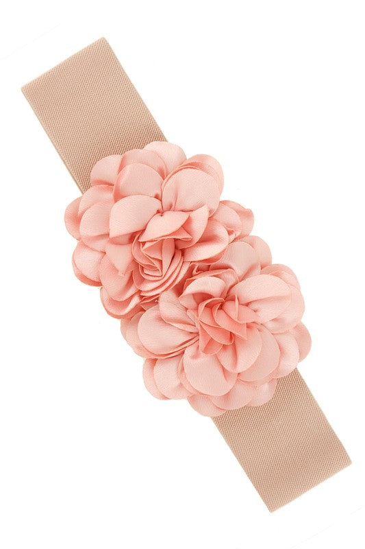 Chiffon Double Flower Charm Elastic Belt