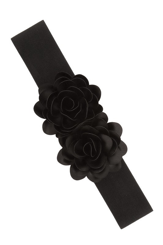 Chiffon Double Flower Charm Elastic Belt