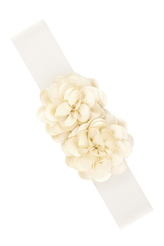 Chiffon Double Flower Charm Elastic Belt