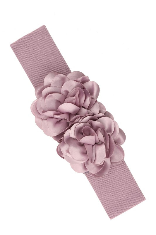 Chiffon Double Flower Charm Elastic Belt