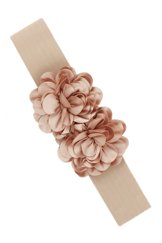 Chiffon Double Flower Charm Elastic Belt