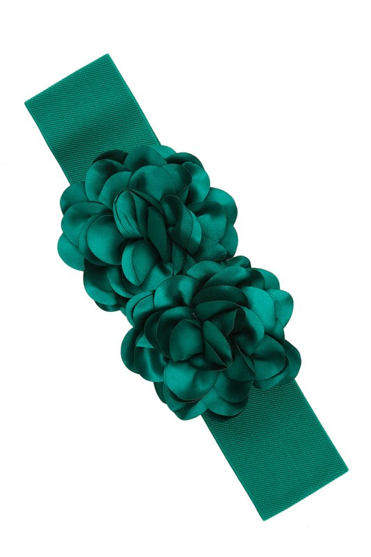 Chiffon Double Flower Charm Elastic Belt