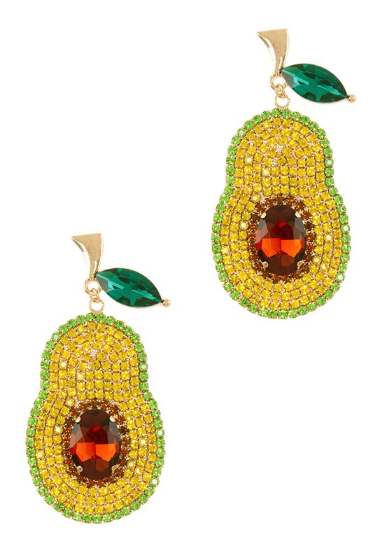 Rhinestone Avocado Stud Earring