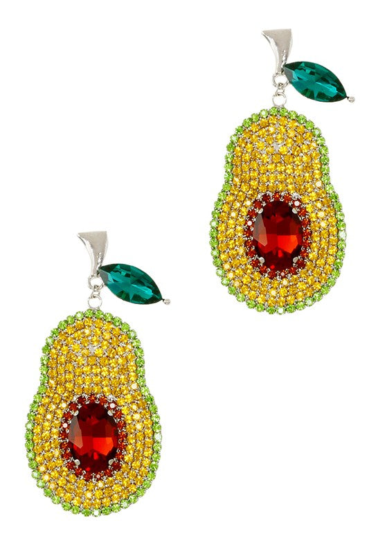 Rhinestone Avocado Stud Earring