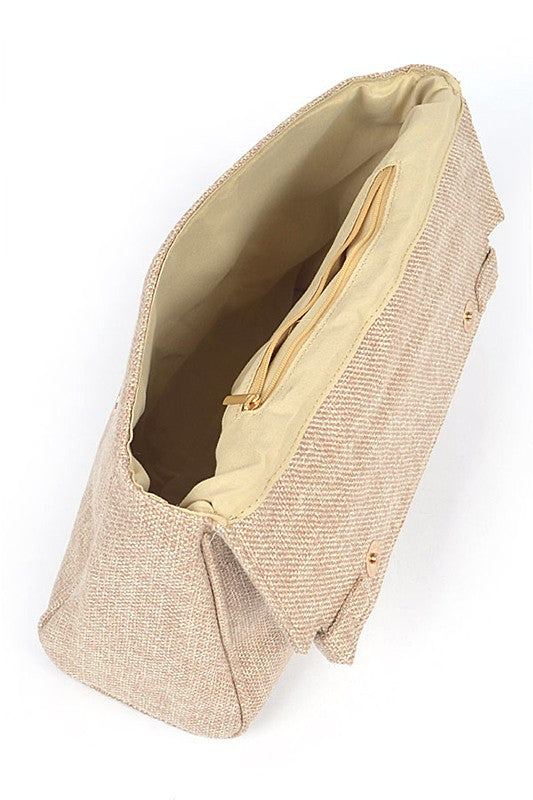 Large Top Handle Linen Convertible Bag