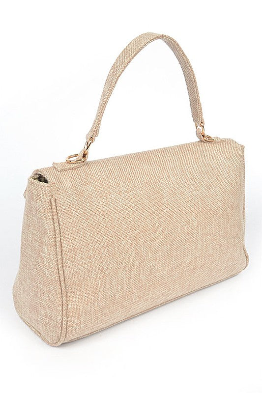 Large Top Handle Linen Convertible Bag