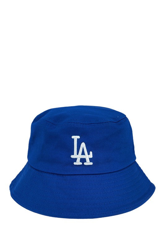 LA 3D White Embroidery Bucket Hat