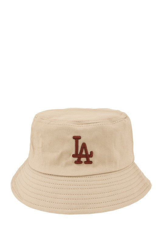 LA 3D White Embroidery Bucket Hat