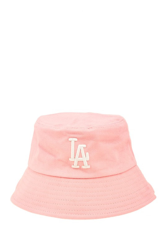 LA 3D White Embroidery Bucket Hat