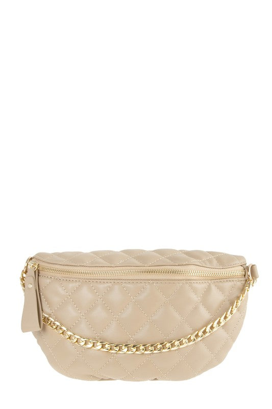 Chain Attached Quilted Fanny Bag