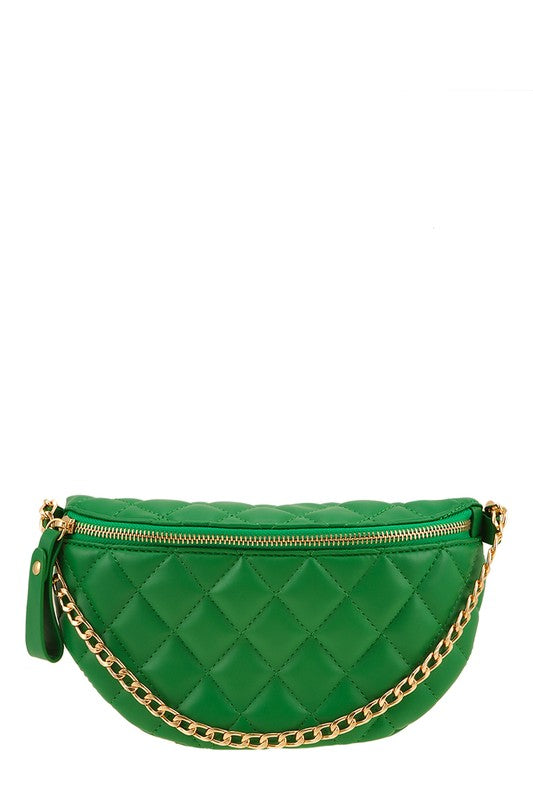 Chain Attached Quilted Fanny Bag