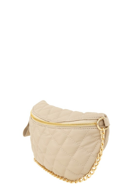 Chain Attached Quilted Fanny Bag