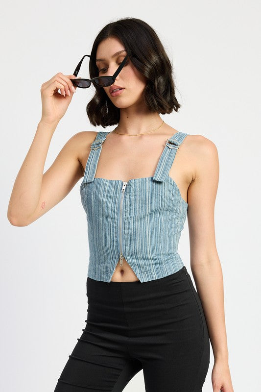 ZIPPER FRONT BUSTIER TOP