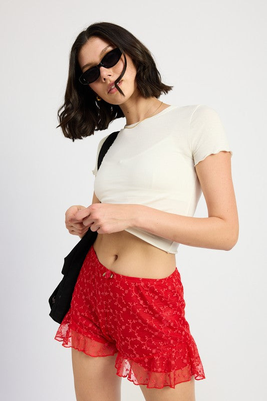 RUFFLE JERSEY SHORTS