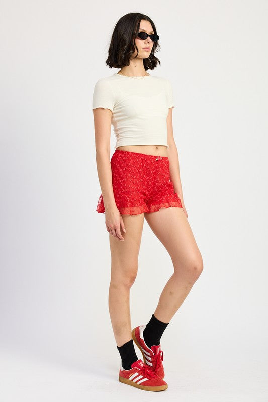 RUFFLE JERSEY SHORTS