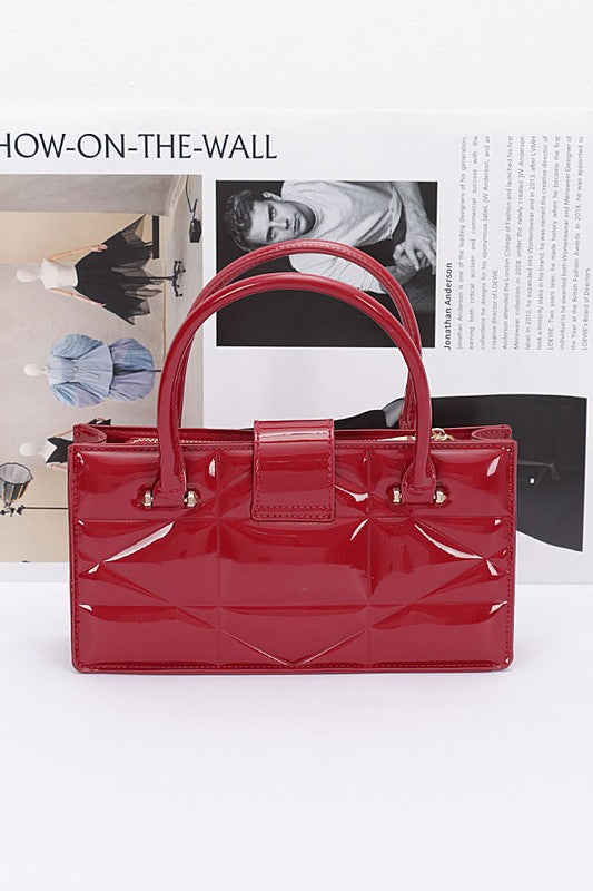 Faux Patent Leather Top Handle Swing Bag