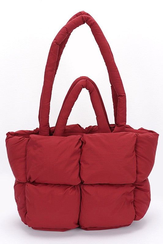 Quilted Puffer Convertible Tote Bag