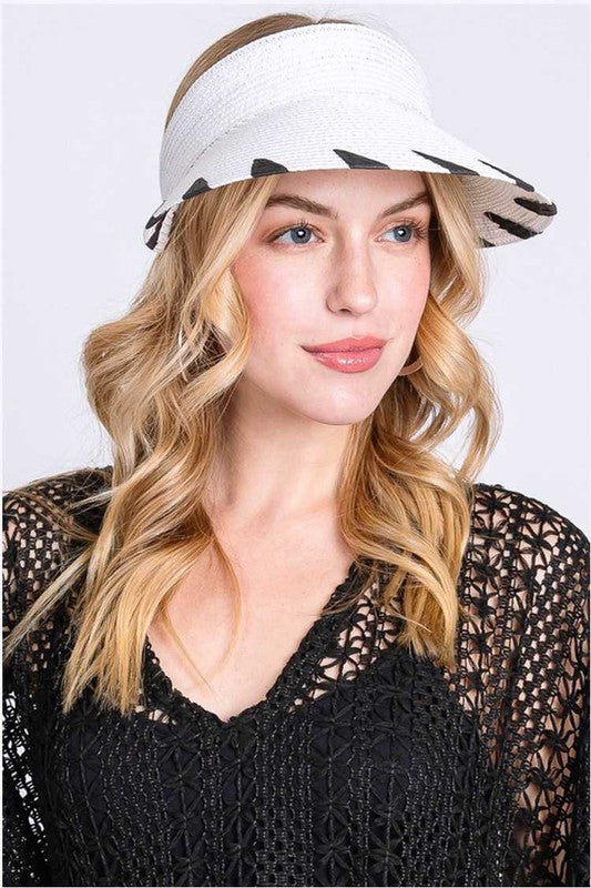 Contrast Shark Bite Printed Straw Visor