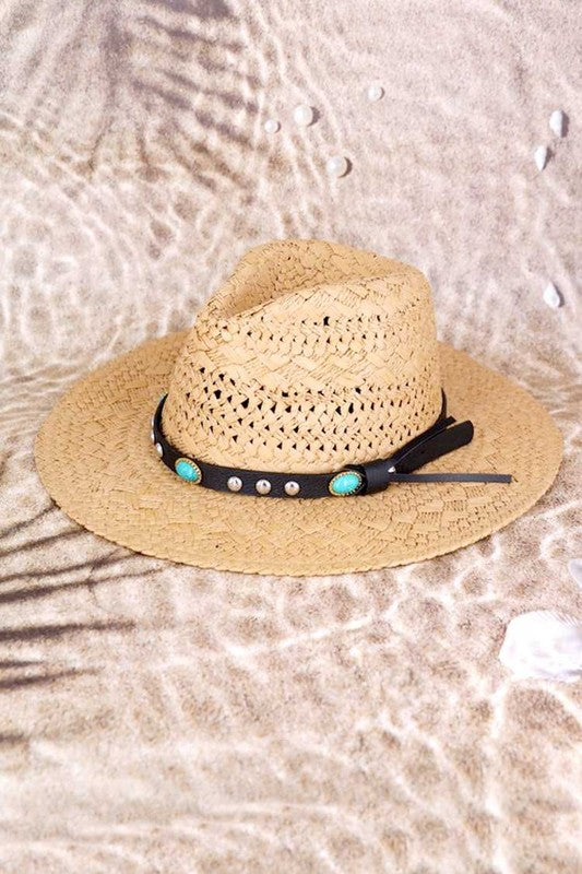 Western Headband Straw Fedora