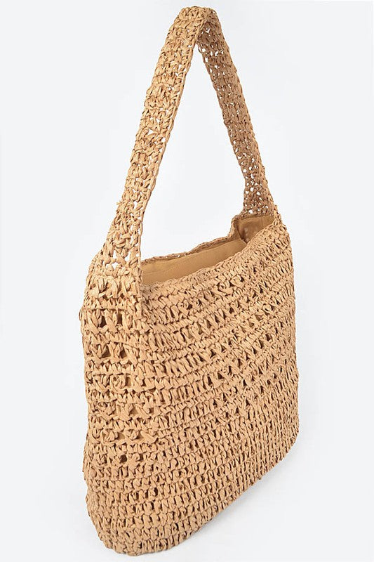 Faux Straw Oversize Hobo Shoulder Bag