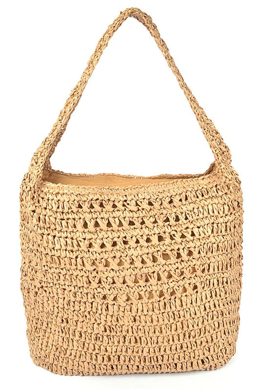 Faux Straw Oversize Hobo Shoulder Bag