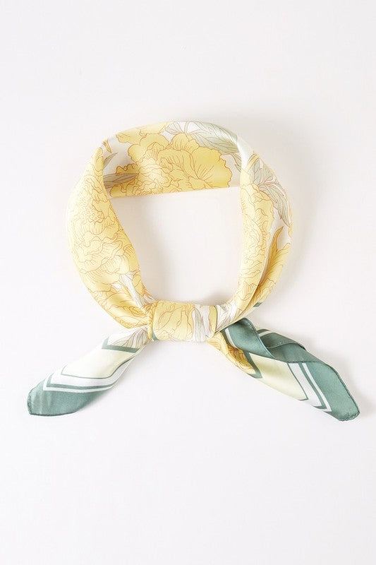 Flower Printed Silky Square Scarf