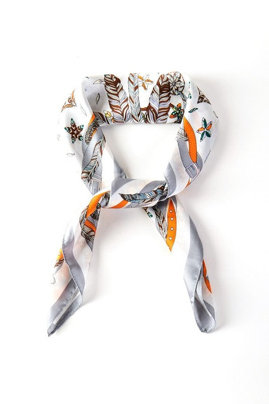 Mix Flower Printed Silky Square Scarf