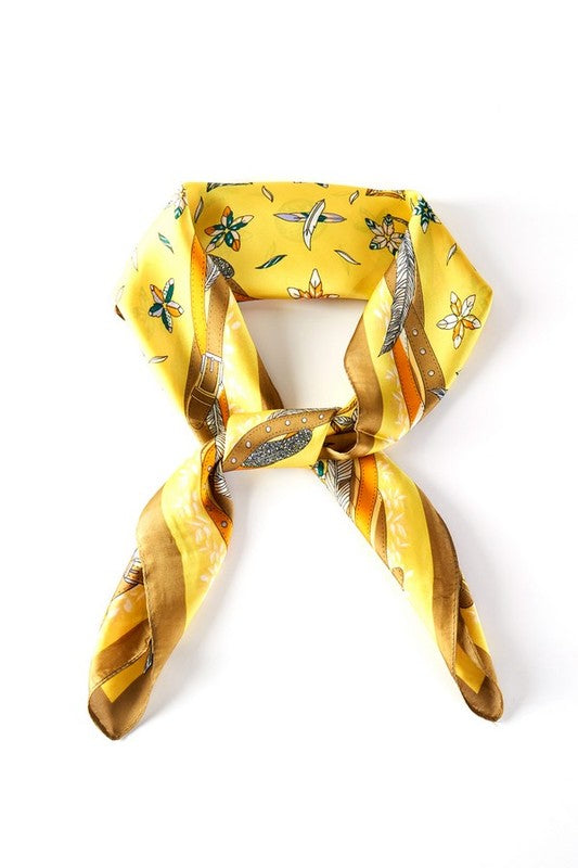 Mix Flower Printed Silky Square Scarf