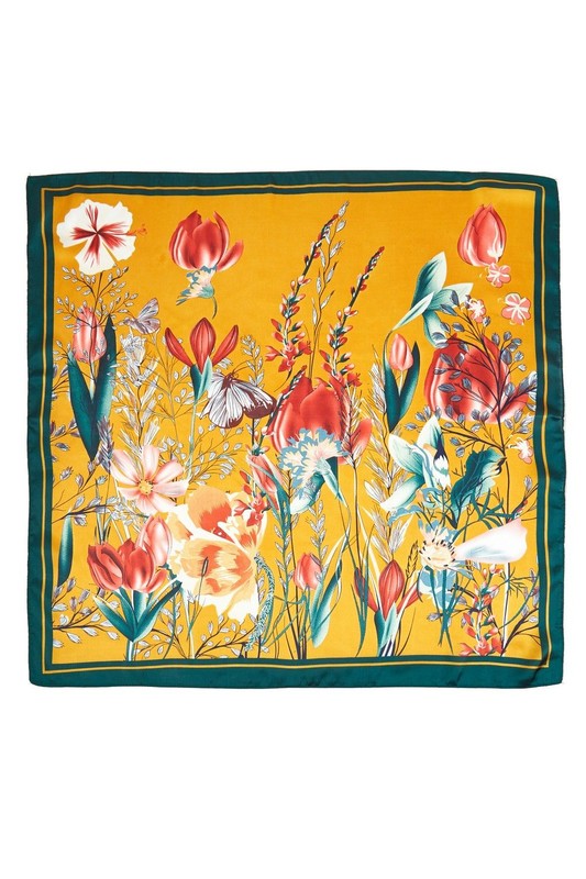 Flower Garden Printed Silky Square Scarf