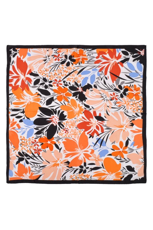 Flower Printed Silky Square Scarf