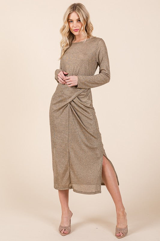 Waist Wrap Dress w Side Pockets-LUREX