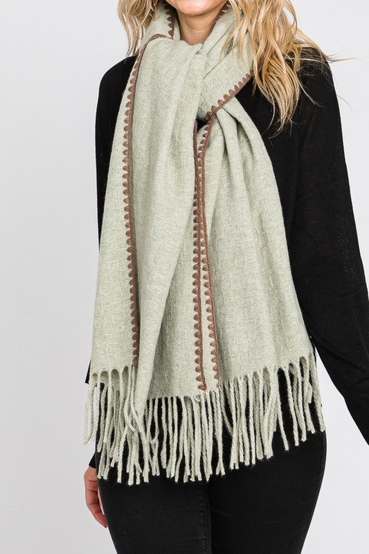 Contrast Stitch Oversize Winter Scarf