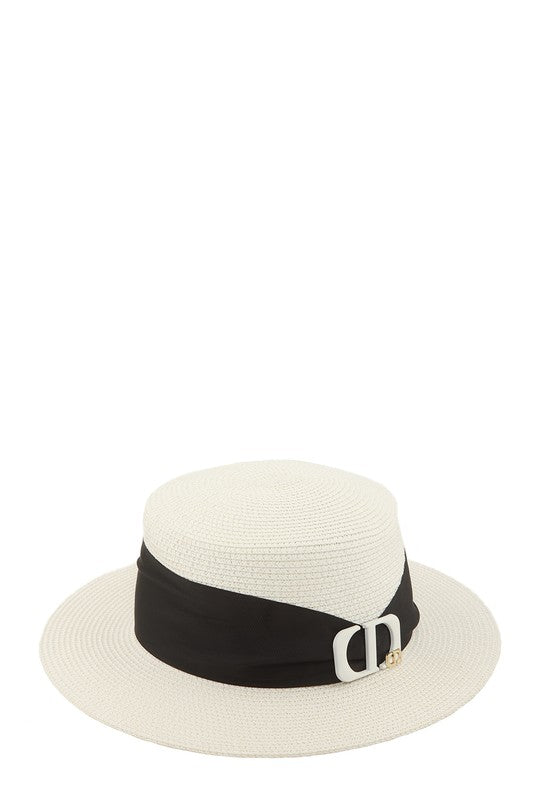 Straw Fashion Hat With CD Accent